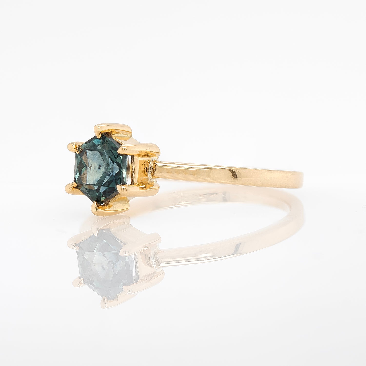 Montana Sapphire Hexagon Solitaire Ring | Magpie Jewellery