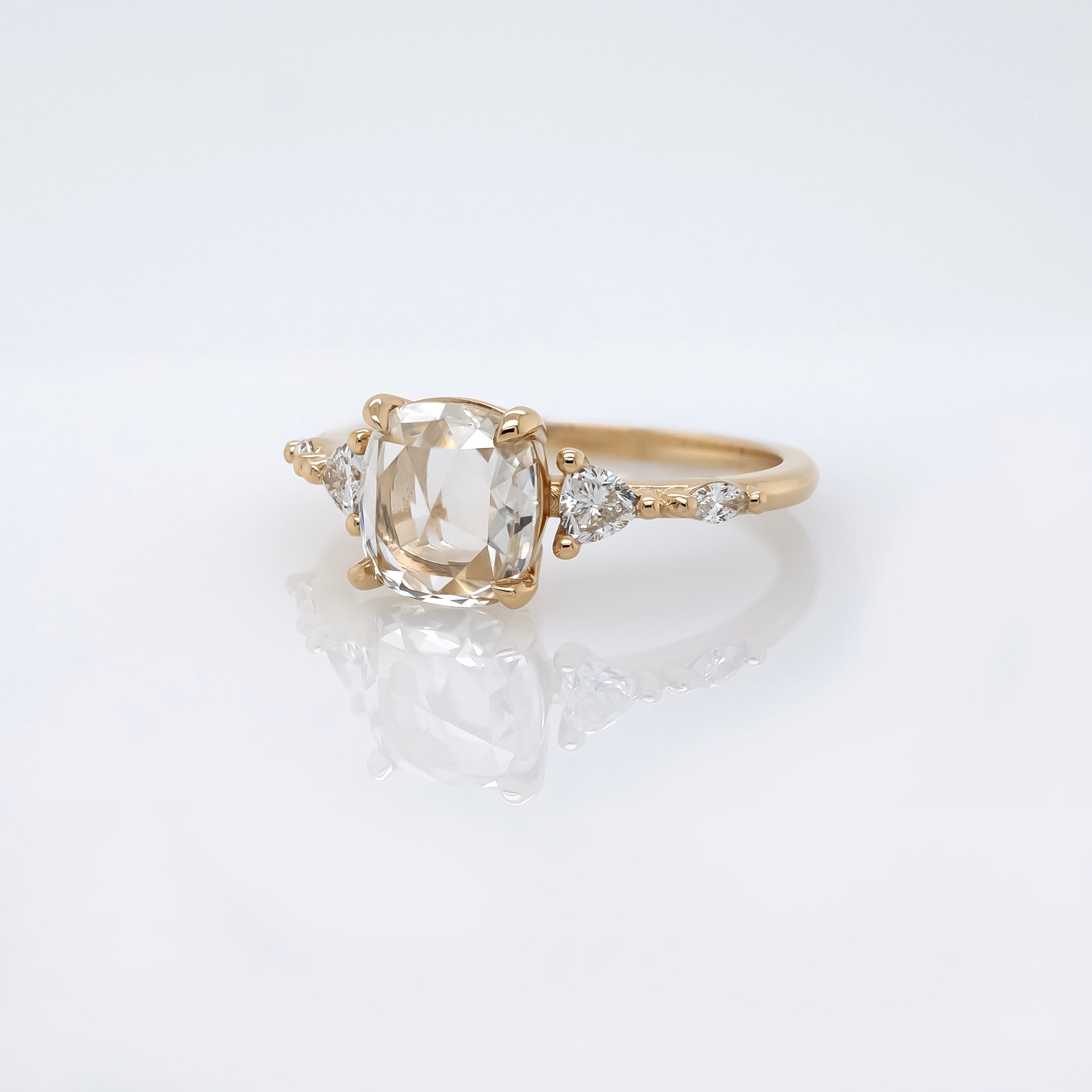 The 'Evelyn' Ring w/ 1.57ct Rose Cut Cushion Lab Grown Diamond | Magpie Jewellery