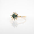 Teal Sapphire Halo Ring | Magpie Jewellery