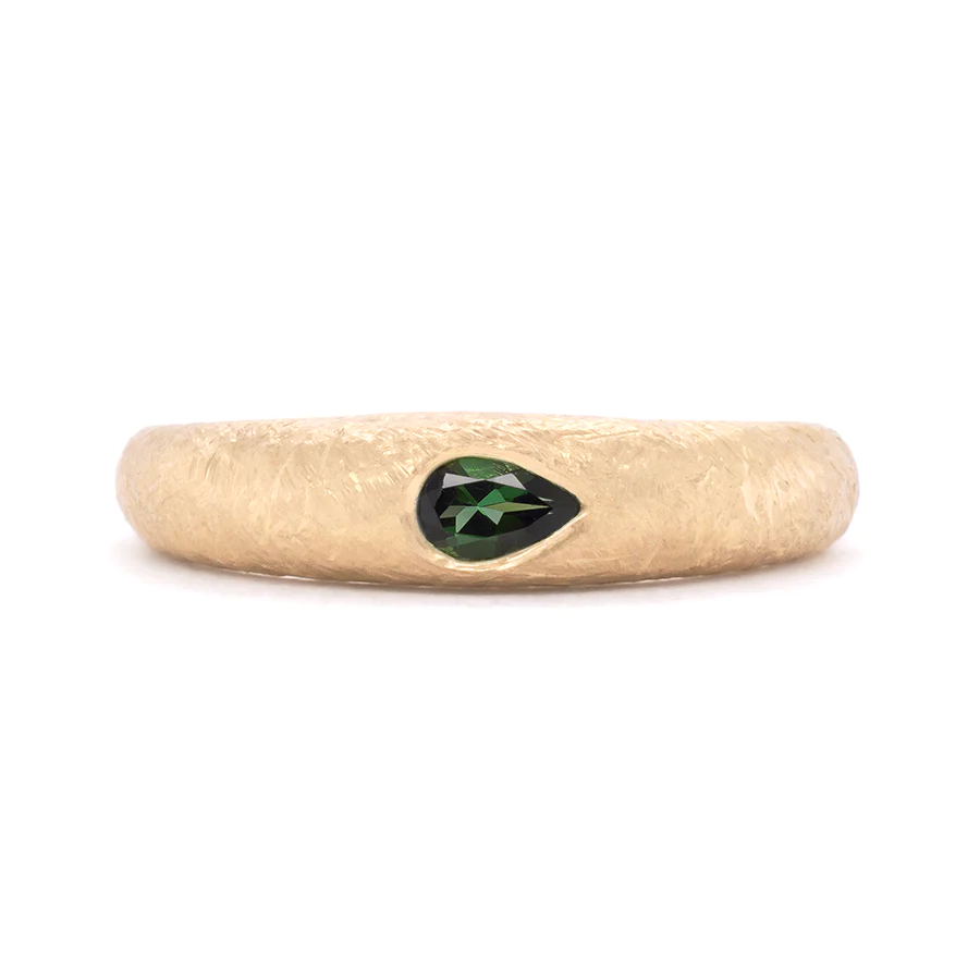 Pear Green Tourmaline 'Boulder' Bombe Ring | Magpie Jewellery