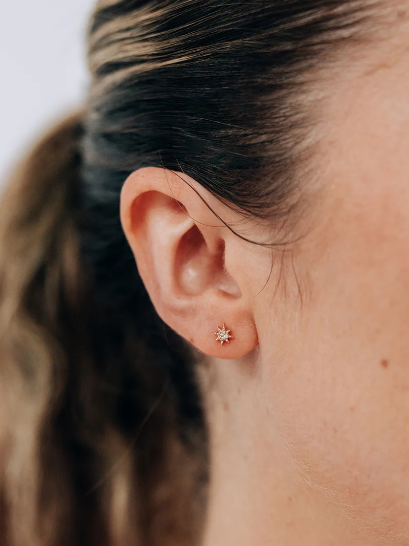 Micro Aztec North Star Studs (Silver or Gold) | Magpie Jewellery