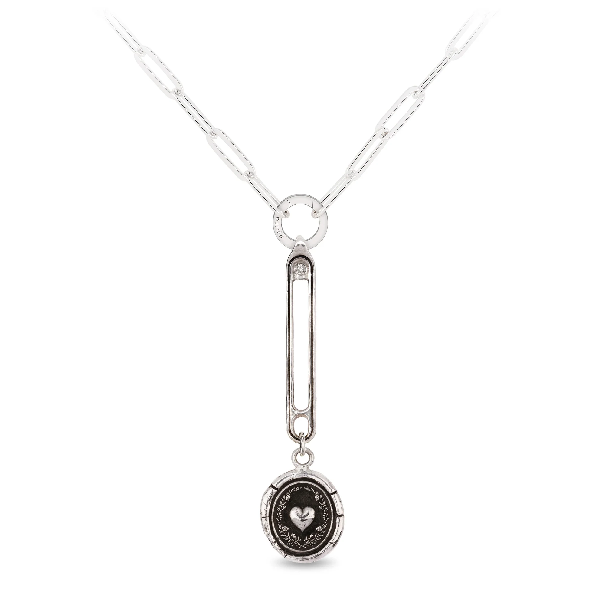 Self-Love Large Paperclip Diamond Set Hard Link Drop Necklace | Magpie Jewellery