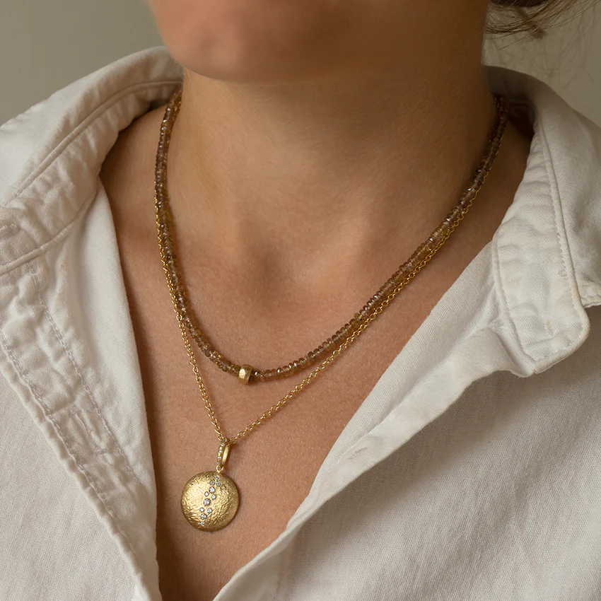 &#39;Boulder&#39; Pear Gemstone Pendant on Elongated Box Chain | Magpie Jewellery
