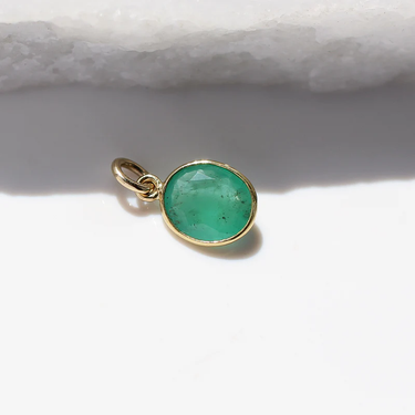 Large Emerald Bezel Charm Necklace