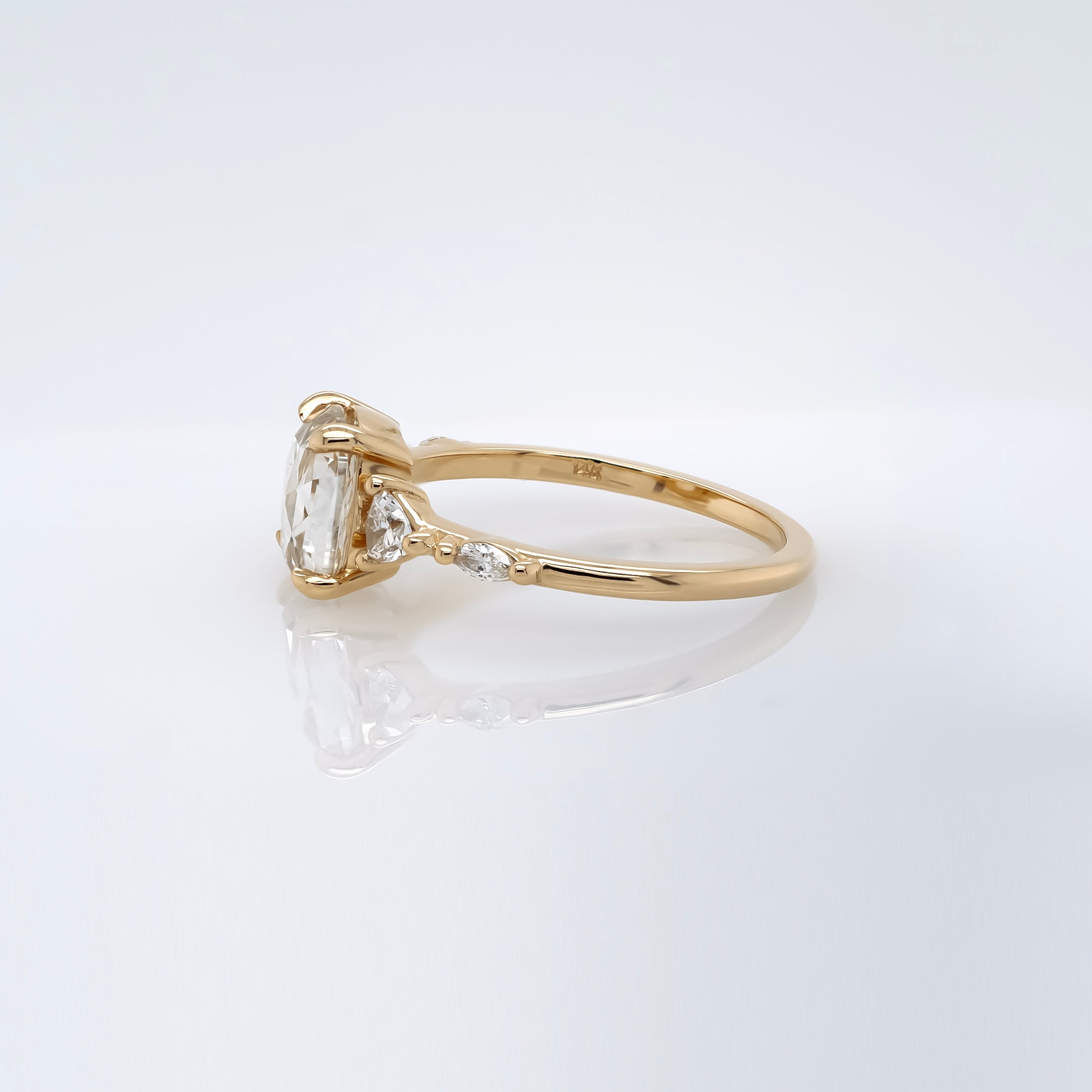 The 'Evelyn' Ring w/ 1.57ct Rose Cut Cushion Lab Grown Diamond | Magpie Jewellery