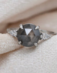 2.22ct Rose Cut Salt & Pepper Diamond Engagement Ring