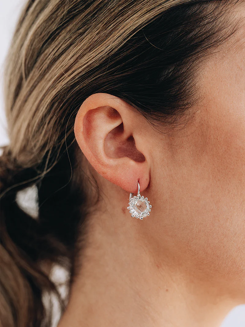 Dew Drop Snowflake Earrings - Clear Topaz & Silver | Magpie Jewellery