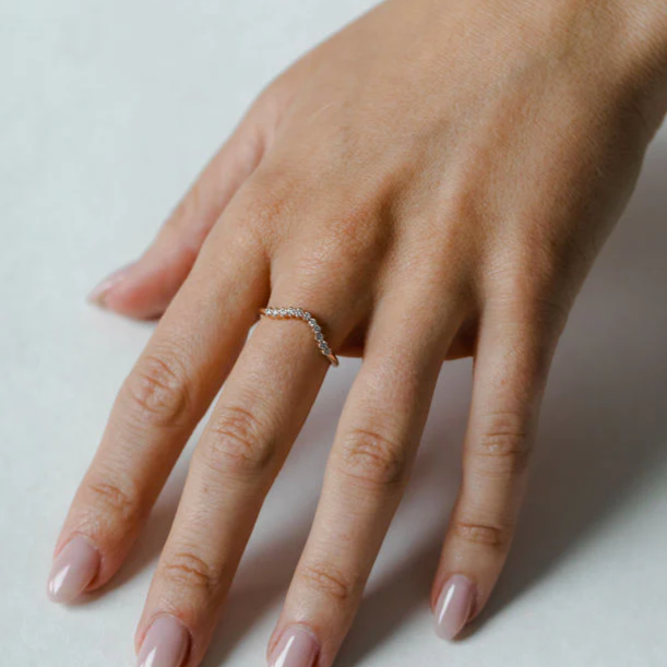 14k Fairmined Gold 'Ida' Diamond Curved Band | Magpie Jewellery