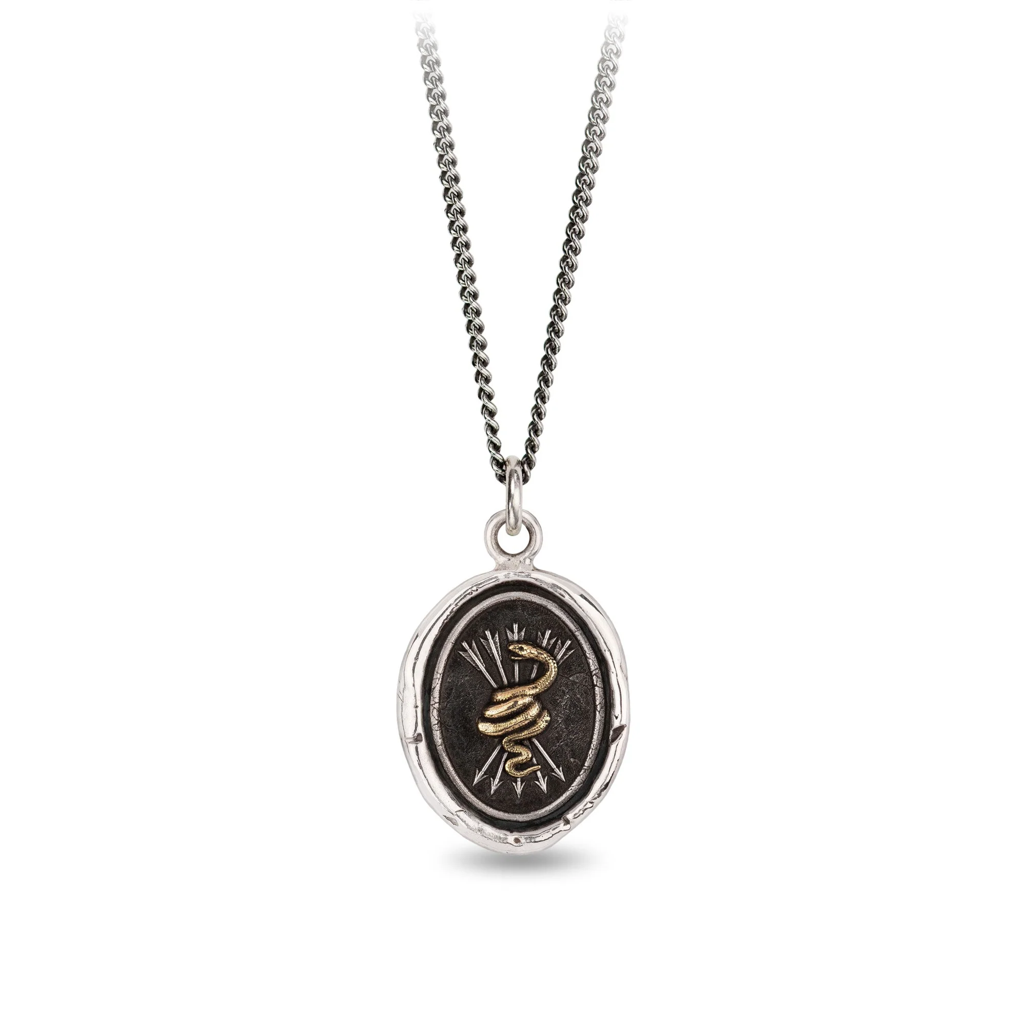 Snake &amp; Arrows 14K Gold On Silver Talisman | Magpie Jewellery