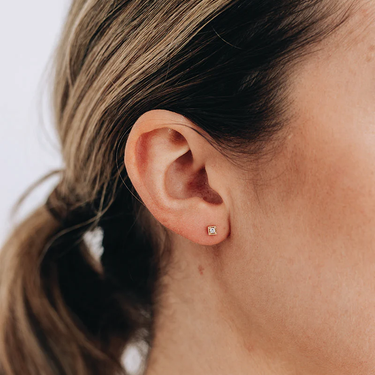 Cléo Square Studs  - Gold & Diamond | Magpie Jewellery