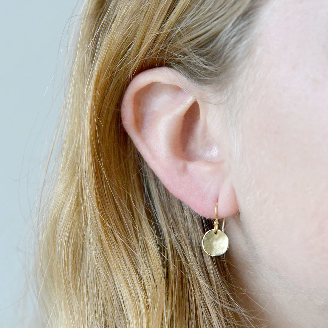 Hammered Round Disc Hook Earrings | Magpie Jewellery