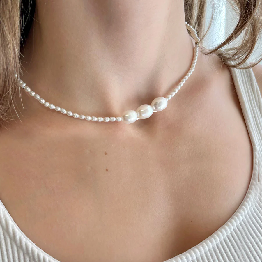 Triple Oval Keshi Pearl Necklace | Magpie Jewellery