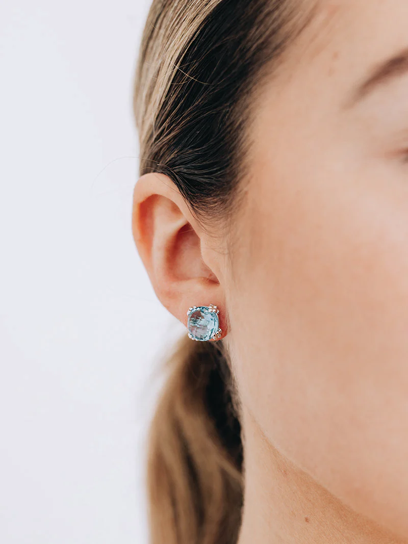 Dewdrop Cluster Studs - Blue Topaz & Silver | Magpie Jewellery