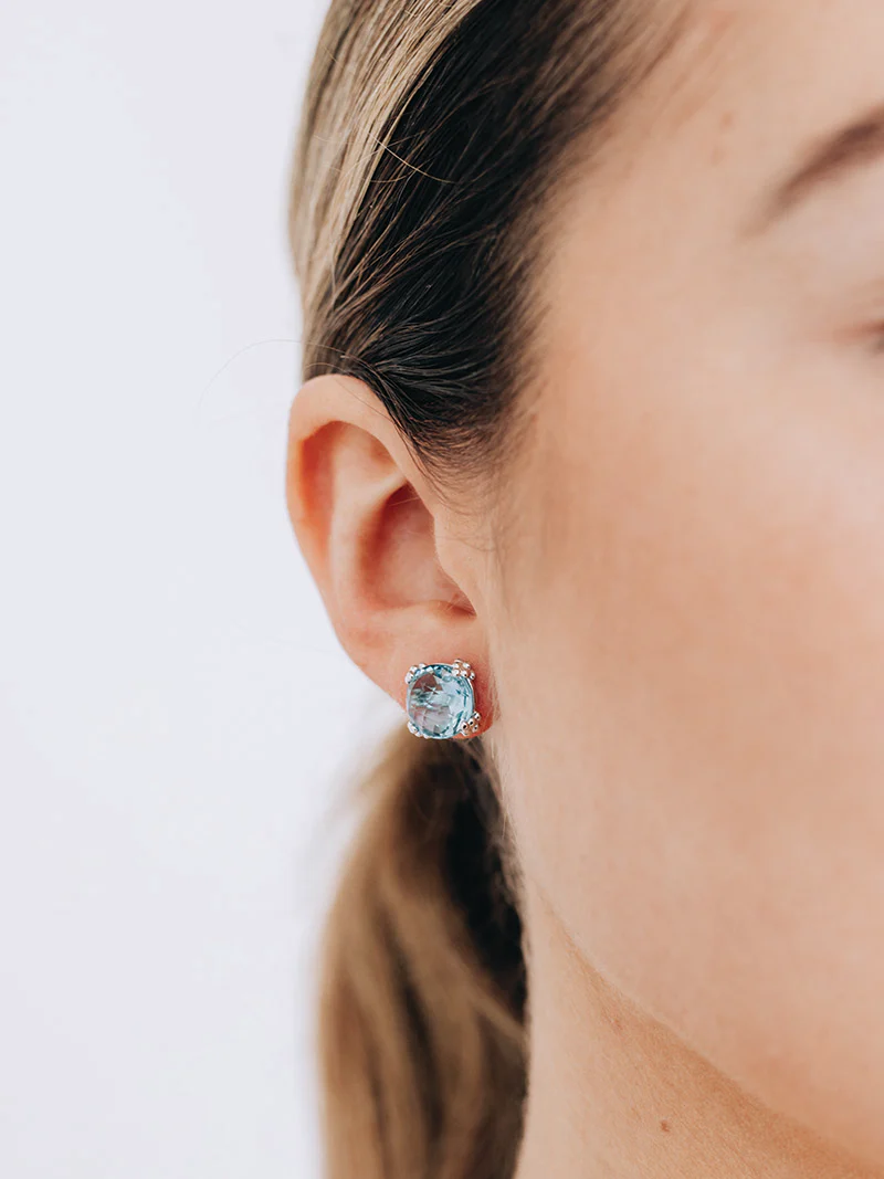 Dewdrop Cluster Studs - Blue Topaz &amp; Silver | Magpie Jewellery