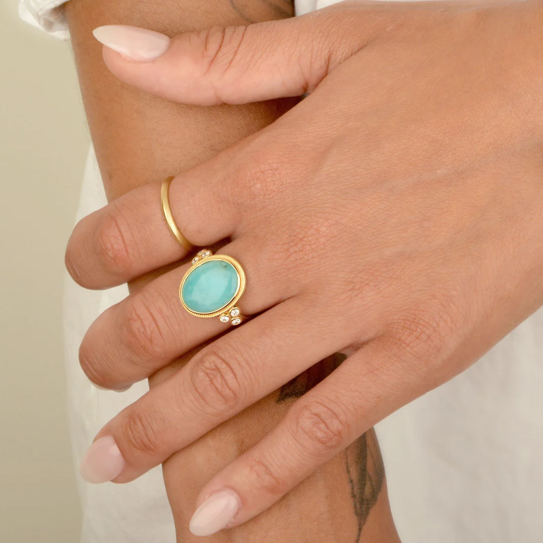 Oval Amazonite Ring | Magpie Jewellery