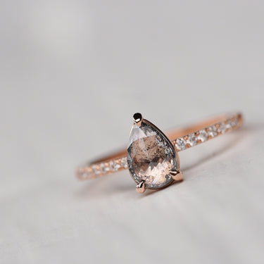 14k Rose Gold Pear-Shaped Champagne Diamond Ring