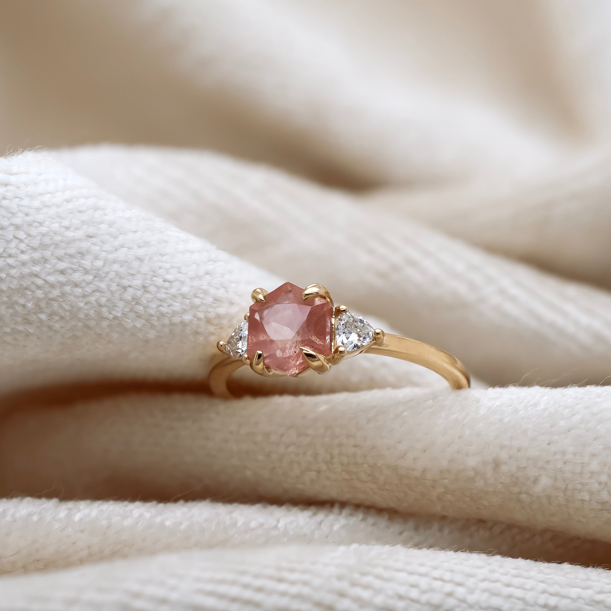 Sunstone & Lab Diamond Ring | Magpie Jewellery