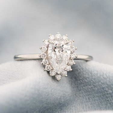 0.96ct Pear-Shaped Diamond Halo Engagement Ring | Magpie Jewellery