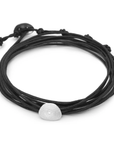 Black Linen Cord Single Petal Diamond Bracelet | Magpie Jewellery