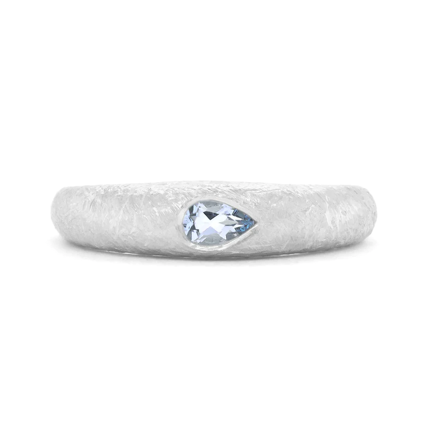 Pear Aquamarine 'Boulder' Bombe Ring | Magpie Jewellery