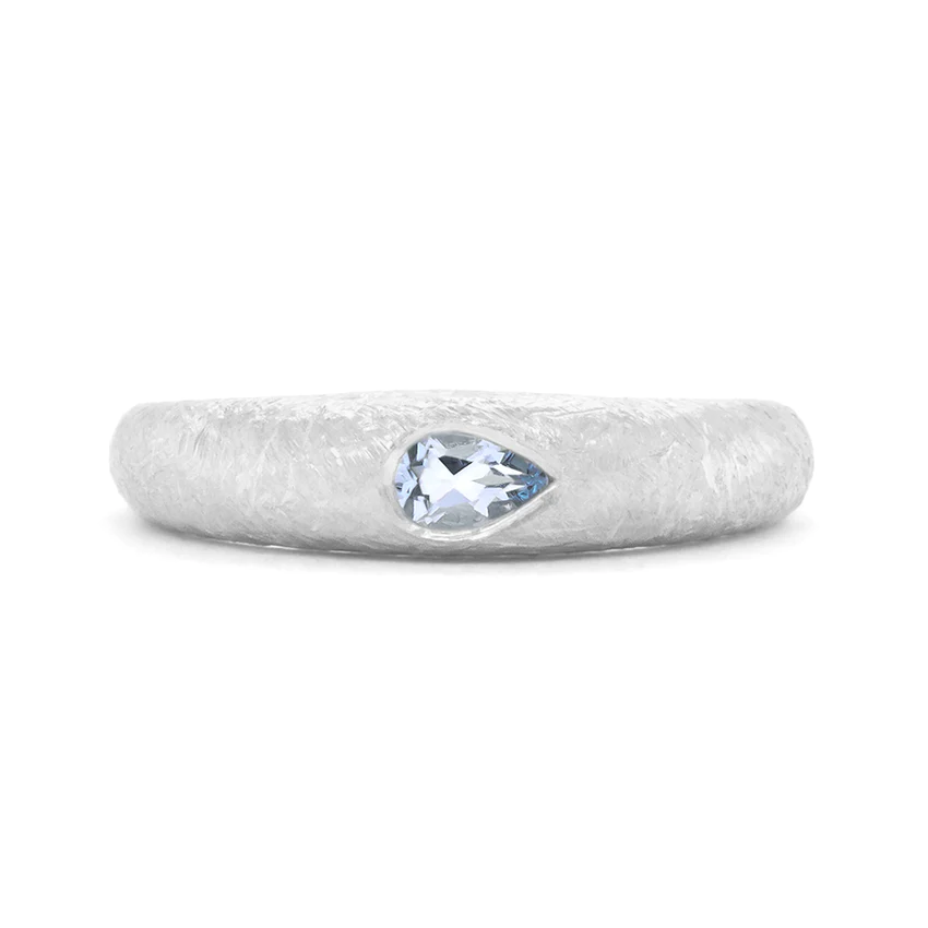 Pear Aquamarine &#39;Boulder&#39; Bombe Ring | Magpie Jewellery
