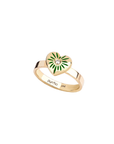 Small 14K Gold Puffed Heart Diamond Set Talisman Ring - True Colors | Magpie Jewellery