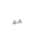 18KY Ribbed Relic Trefoil Studs with Diamonds