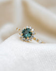 Teal Sapphire Halo Ring