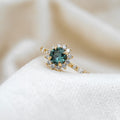 Teal Sapphire Halo Ring | Magpie Jewellery