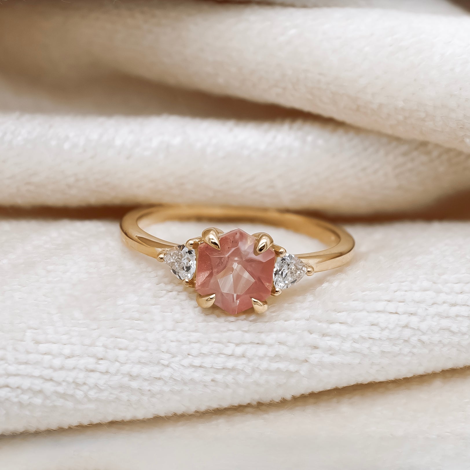 Sunstone & Lab Diamond Ring | Magpie Jewellery