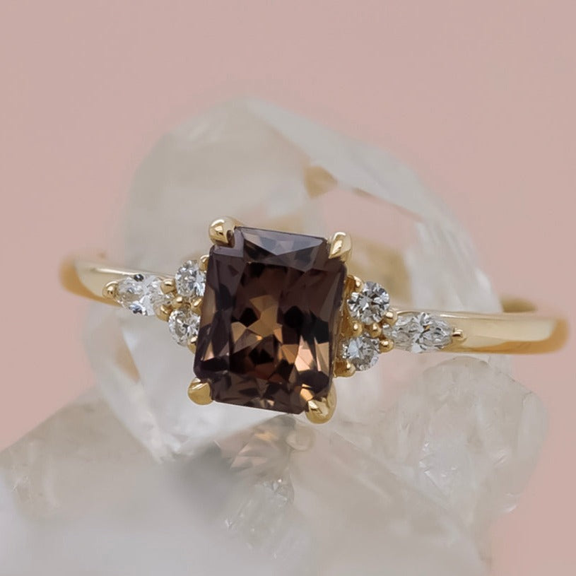 1.22ct Maroon Sapphire Engagement Ring | Magpie Jewellery