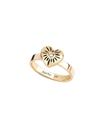 Small 14K Gold Puffed Heart Diamond Set Talisman Ring | Magpie Jewellery