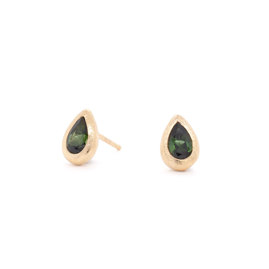 'Boulder' Bezel Pear Gemstone Stud Earrings | Magpie Jewellery