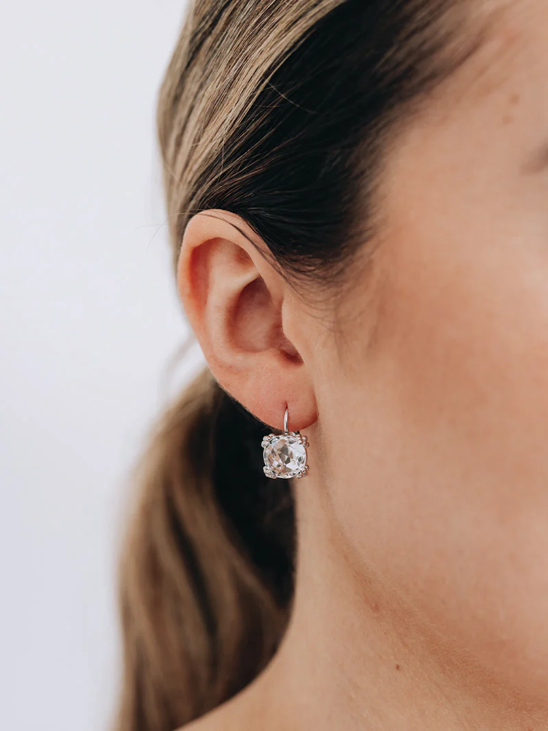 Dewdrop Cluster Earrings - Clear Topaz & Silver  | Magpie Jewellery
