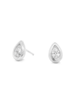 'Boulder' Bezel Pear Diamond Stud Earrings | Magpie Jewellery