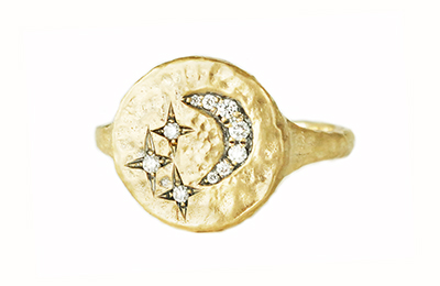 Starry Night Round Signet Diamond Ring | Magpie Jewellery