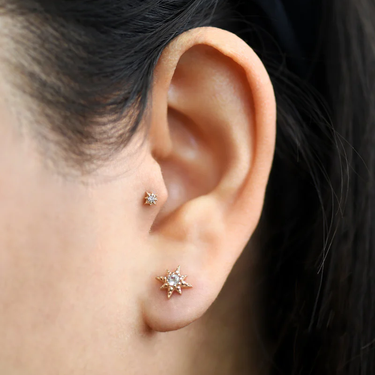 Micro Aztec Starburst Studs - Clear Topaz & Gold | Magpie Jewellery