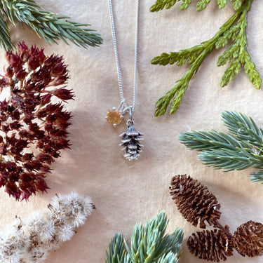 Tiny Pinecone Charm Necklace | Magpie Jewellery