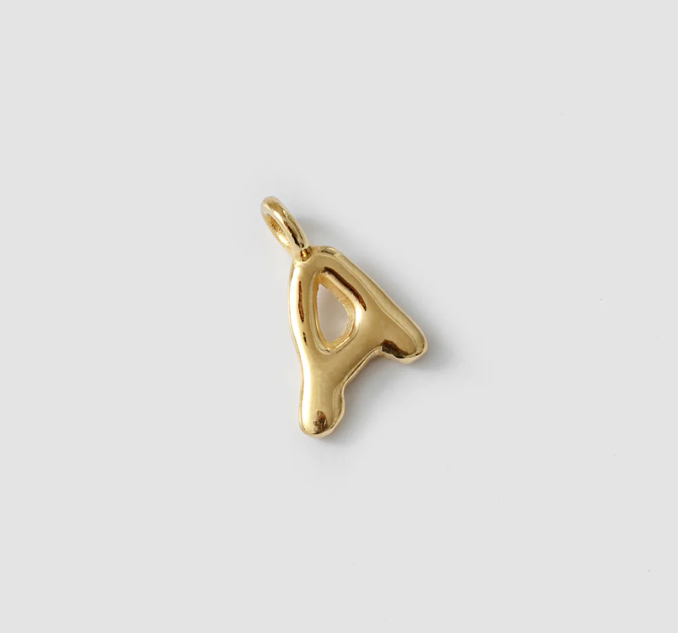 14k Yellow gold plated Brass Letter A Charm Pendant
