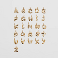 Array of 14k Gold Plated Brass alphabet Charms, with all letters from A-Z