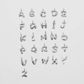 Array of Sterling Silver alphabet Charms, with all letters from A-Z