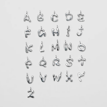 Array of Sterling Silver alphabet Charms, with all letters from A-Z