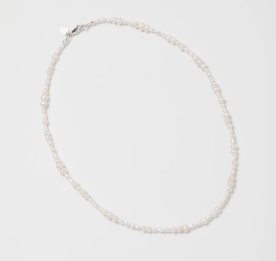Mixed freshwater pearl necklace with  sterling silver lobster clasp