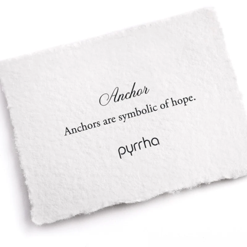 A Pyrrha note describing the Anchor talisman. it reads, "Anchors are symbolic of Hope."