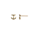 14k Yellow gold stud earrings in the shape of an anchor