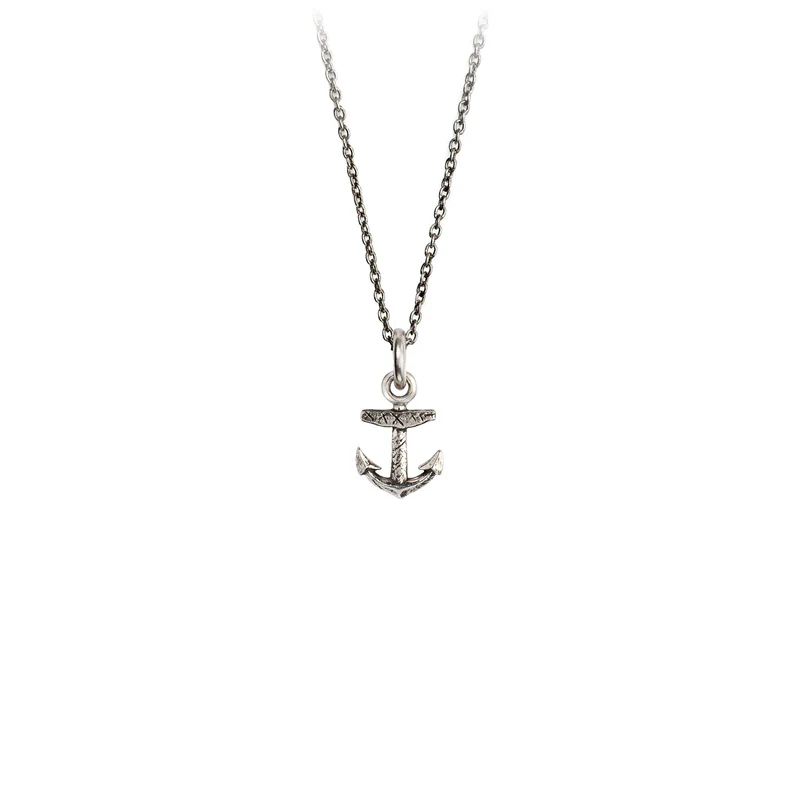 Silver Anchor Charm on a extendable oxidized silver chain