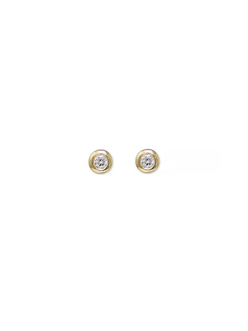 14k Yellow Gold Stud Earring with a Diamond in the center