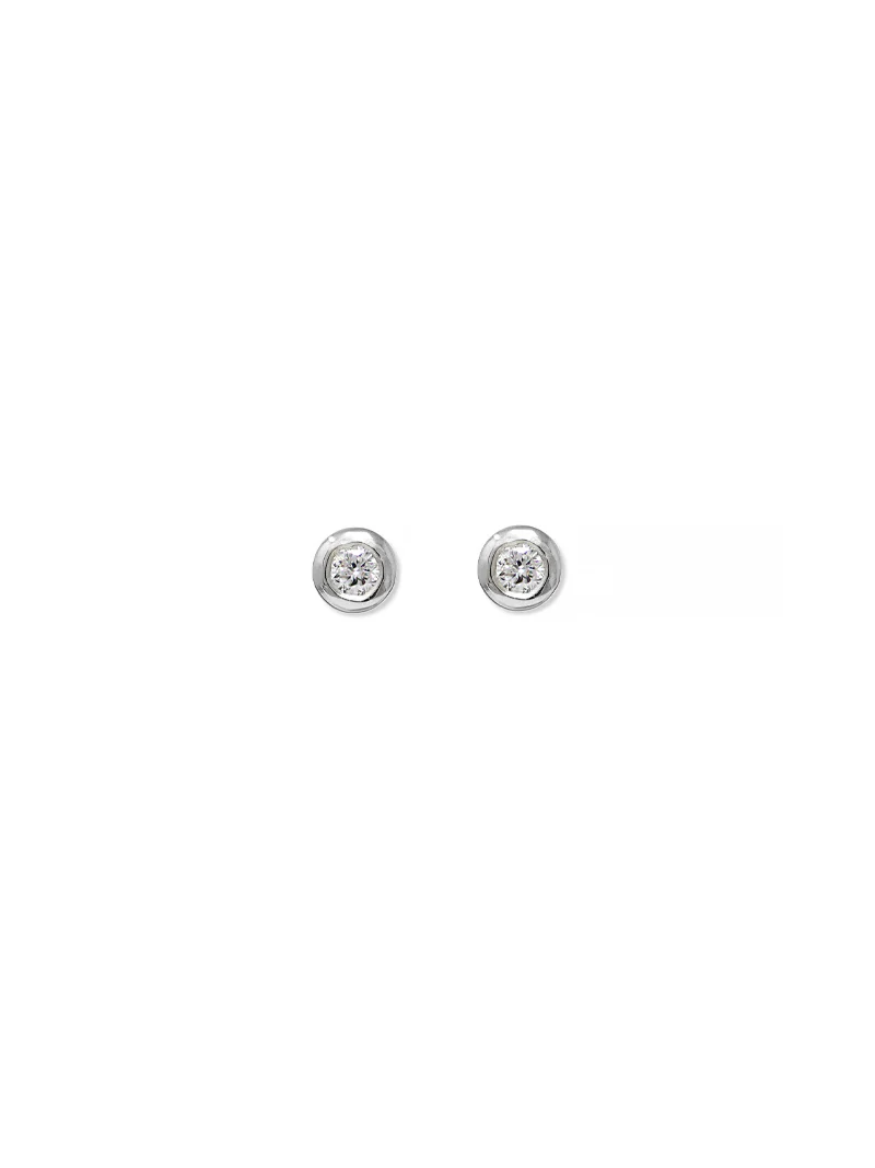 14k White Gold Stud earring with a diamond in the center