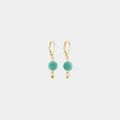 gold plated earrings with a green Glass Bead