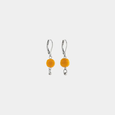 Silver Plated Pewter Earrings with a Orange Glass Bead